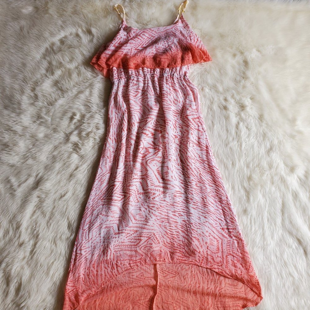 Sanctuary Coral Print High-Low Maxi Dress Size S - Picture 9 of 15